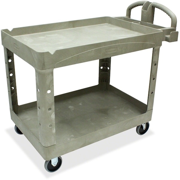 Two Shelf Service Cart, Plastic, 500 lb Load Capacity, 2 Shelves, 44" L, 25.3" W, 39" H